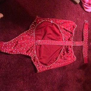 Swarovski crystal one piece onesie stripper cutout